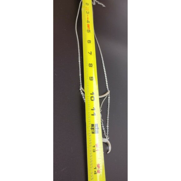 Crescent Moon Necklace Howlite Stone Rhinestones Silver Tone Gothic Boho - Picture 7 of 7